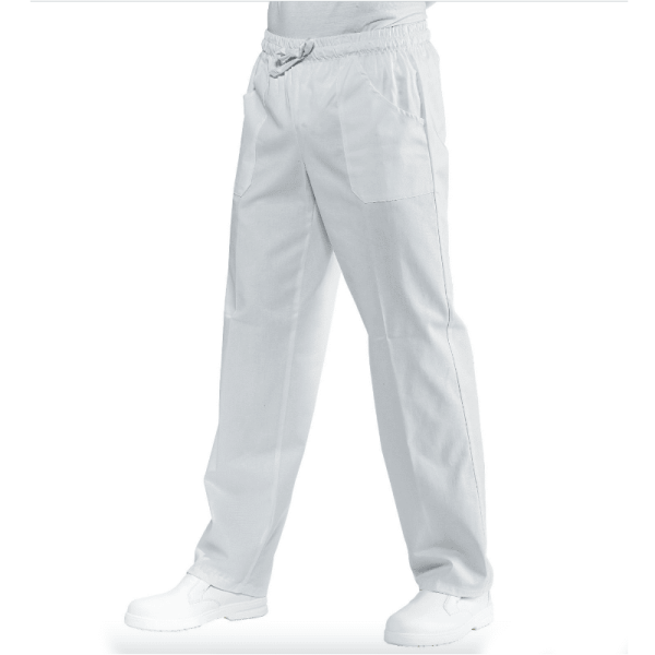 Pantalon de cuisine blanc élastique - Polycoton- ISACCO