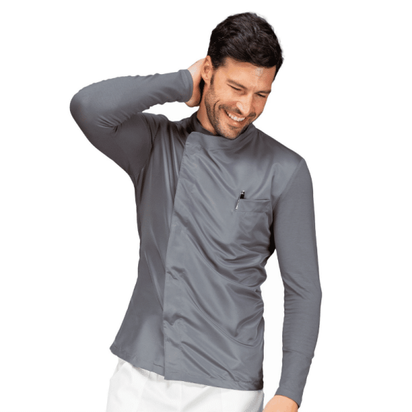 Veste de cuisine homme Polyester Jersey FRANKLIN gris – Isacco