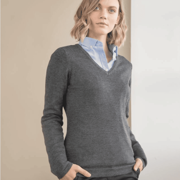 Pull col v femme