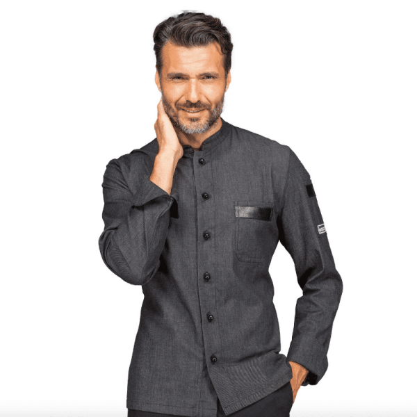 veste de cuisine en jean noire- Isacco