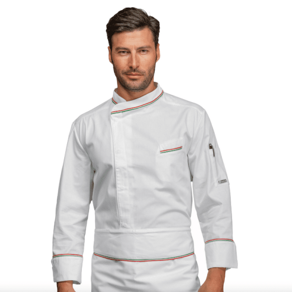 veste de cuisine blanche liseré Italie