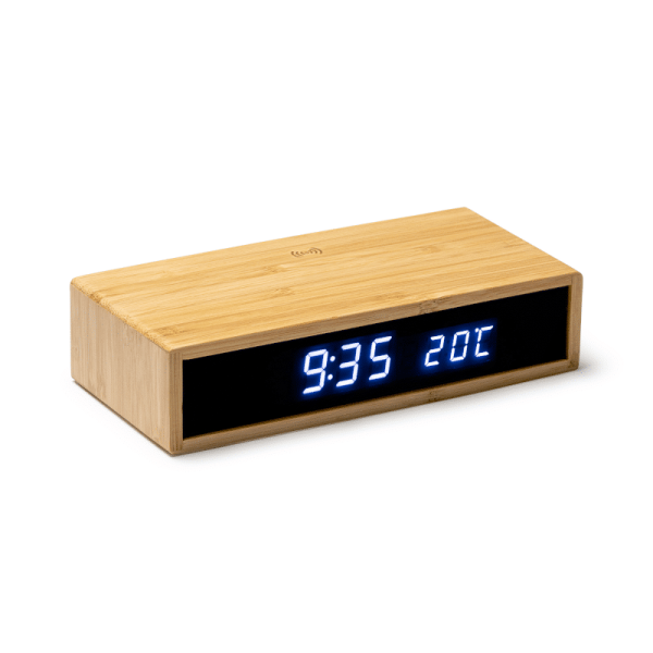 Réveil avec chargeur sans fil 5 W en bambou - DUNCER