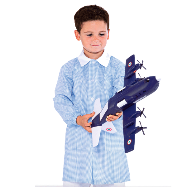 Tablier maternelle à carreaux bleu ciel - Pollicino - ISACCO