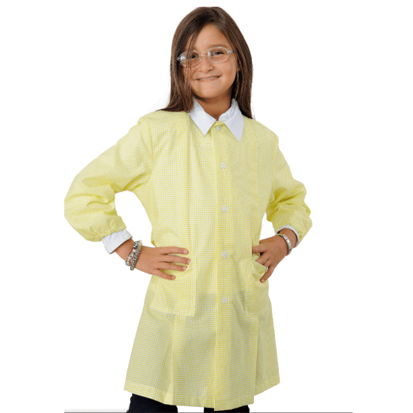 Tablier maternelle à carreaux jaune- Pollicino - ISACCO