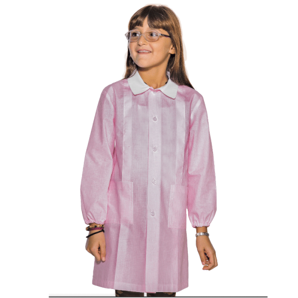 Tablier maternelle à carreaux rose - Pollicino - ISACCO