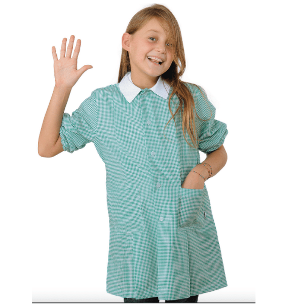 Tablier maternelle à carreaux vert-1 Pollicino - ISACCO